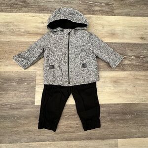 Little Me Black Fleece Jacket and Pants Set 12M